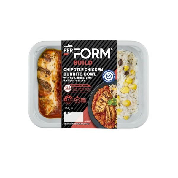 Coles Perform Build Chipotle Chicken Burrito Bowl 400g