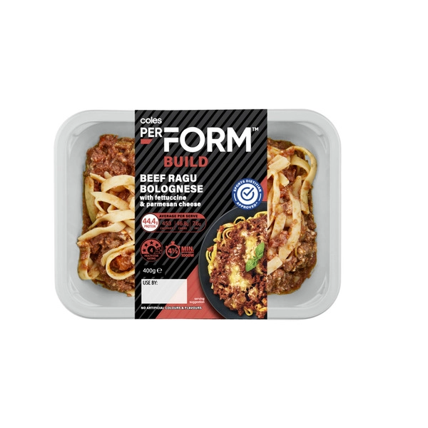 Coles Perform Build Beef Ragu Bolognese 400g