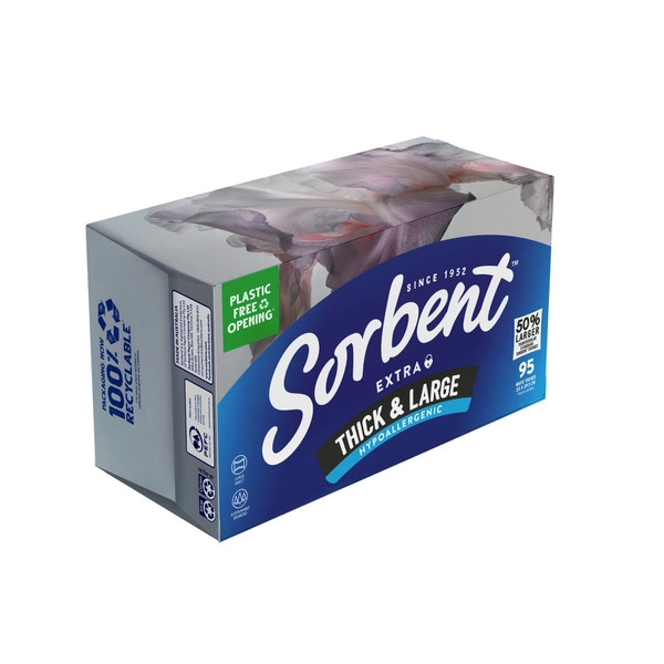 Sorbent Facial Tissues Thick N Large Hypo Allergenic 95 pack