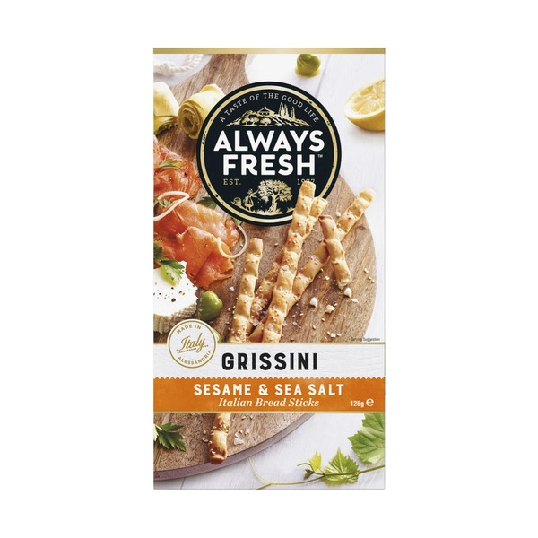 Always Fresh Grissini Breadsticks Sesame & Sea Salt 125g