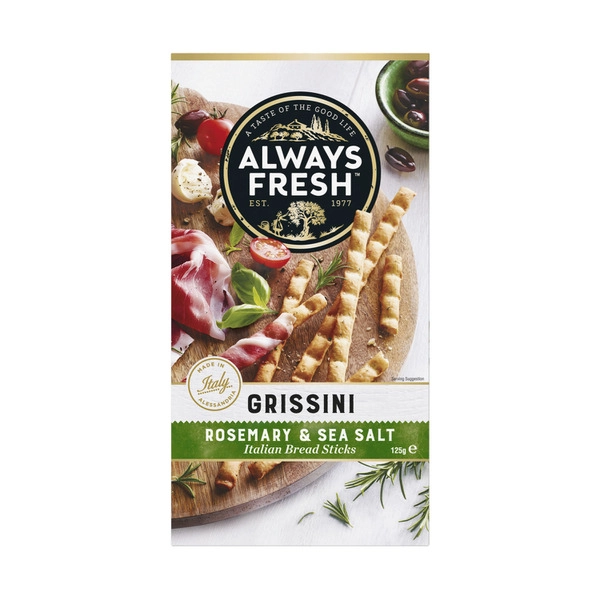 Always Fresh Grissini Rosemary & Sea Salt Bread Sticks 125g