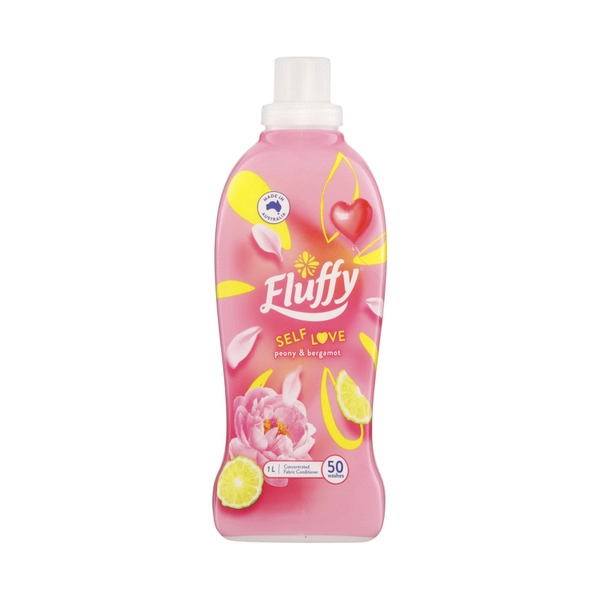 Fluffy Concentrate Liquid Fabric Softener Conditioner Self Love Peony & Bergamot 1L