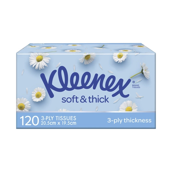 Kleenex Soft & Thick KLEENEX 3-PLY SOFT & THICK FACIAL TISSUES 120 PACK 