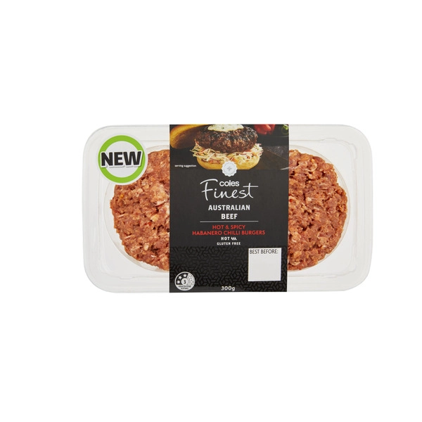 Coles Finest Hot & Spicy Beef Burgers 2 Pack 300g