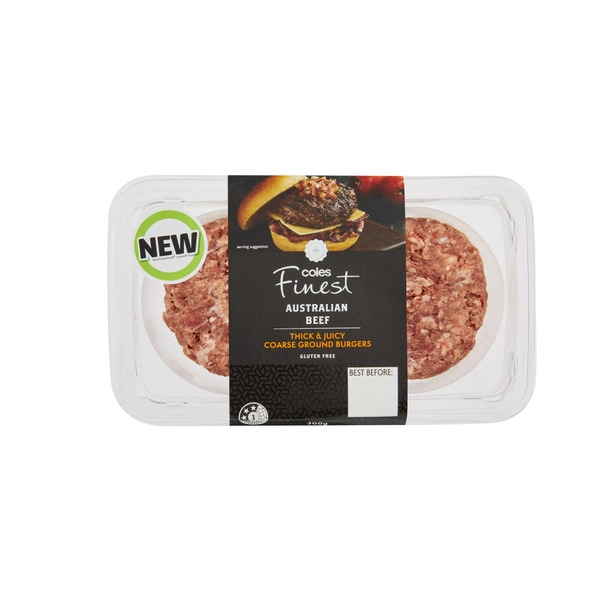 Coles Finest Thick & Juicy Beef Burger 2 Pack 300g