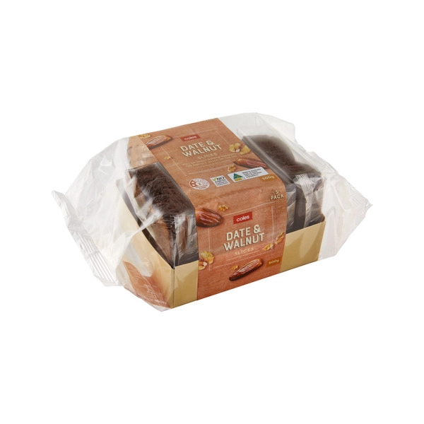 Coles Date & Walnut Slices 5 Pack 500g