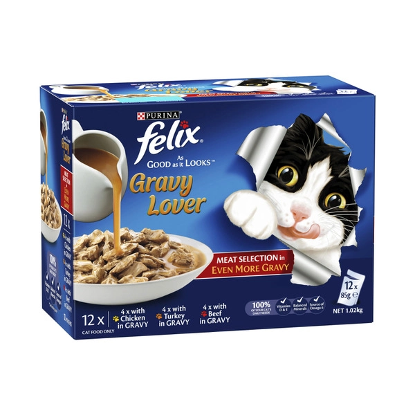 Felix Gravy Lovers FELIX GRAVY LOVERS MEAT SELECTION CAT FOOD 12X85G 