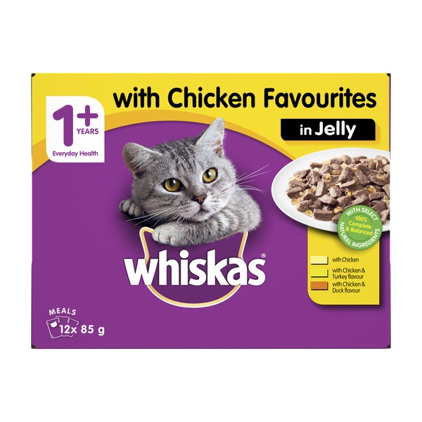 Whiskas Favourites Chicken In Jelly Cat Food 12x85g 12 pack