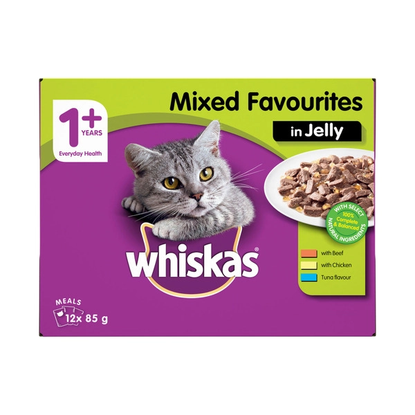 Whiskas Favourites Mixed In Jelly Cat Food 12x85g 12 pack