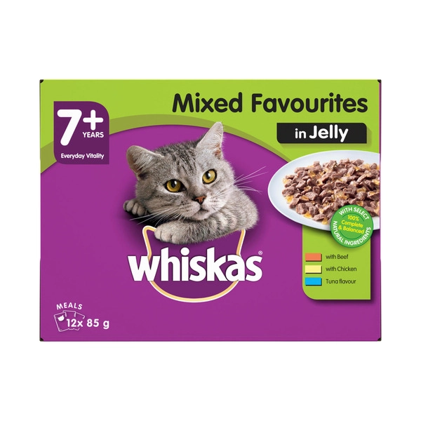 Whiskas Favourites 7+ Years Mixed In Jelly Cat Food 12x85g 12 pack