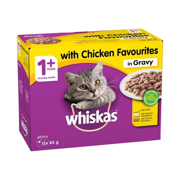 Whiskas Favourites Chicken In Gravy Cat Food 12x85g 12 pack