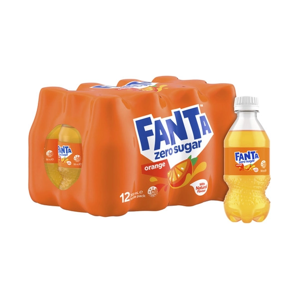 Fanta Orange Zero Sugar. CCA  FLAV SOFT DRINK 12X300ML:NO SUGAR FANTA:.:12 PACK 