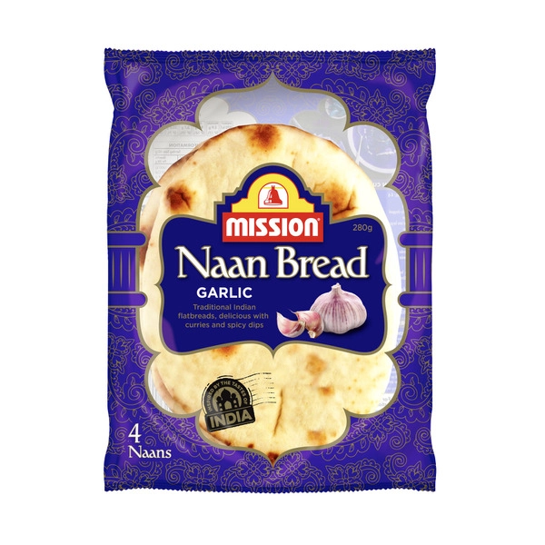 Mission Garlic Herb Naan 4 Pack 280g