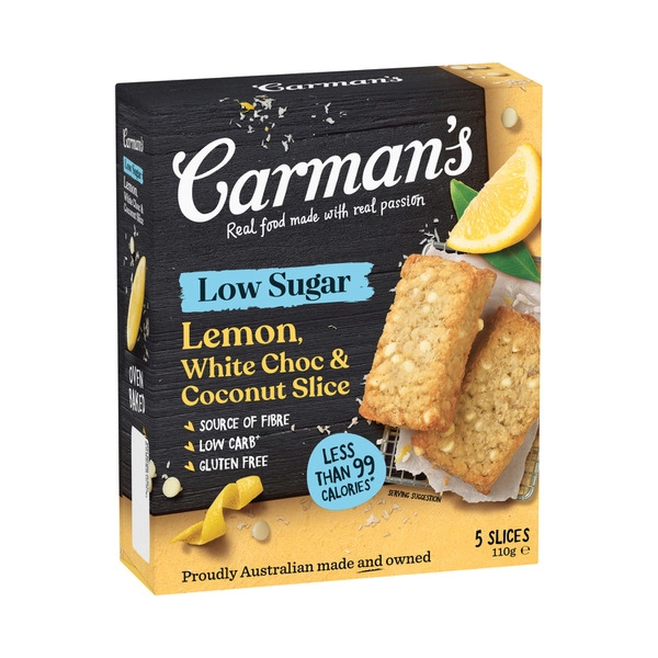 Carman's White Chocolate lemon Coconut Slice 110g