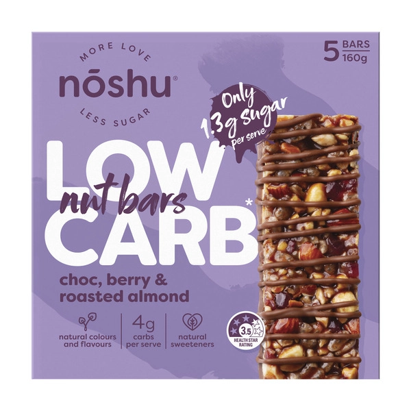 Noshu Low Carb Chocolate Berry & Roasted Almond Nut Bar  160g