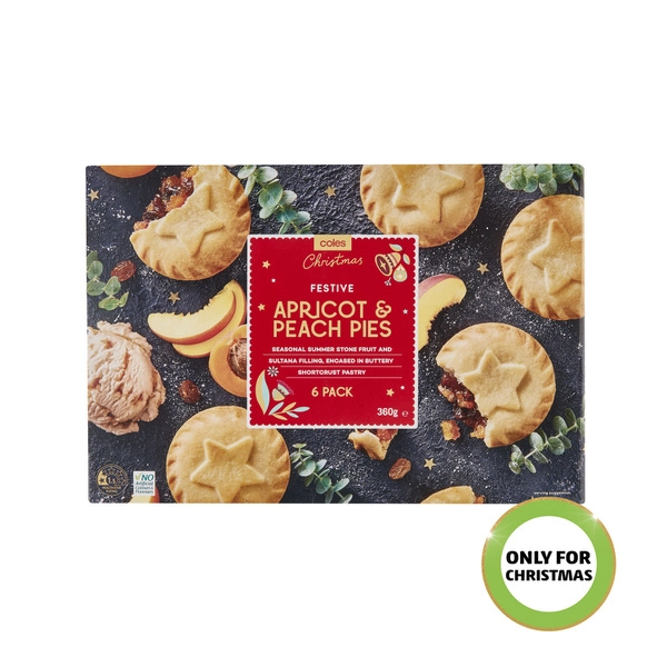 Coles Christmas Apricot & Peach Pies 6 Pack 360g