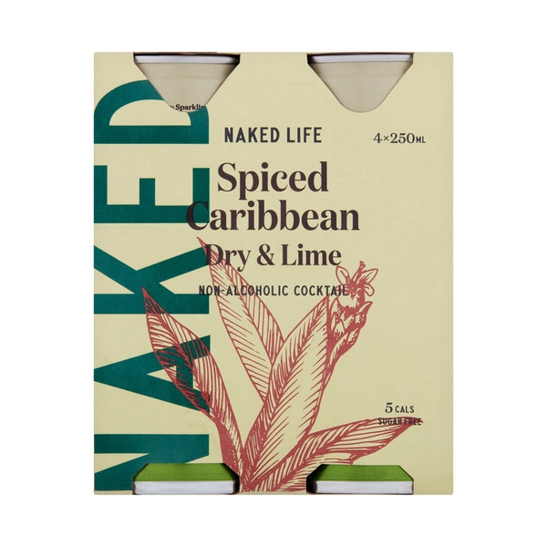 Naked Life Non-Alcoholic Spiced Caribbean Dry Lime Can 250mL 4 Pack