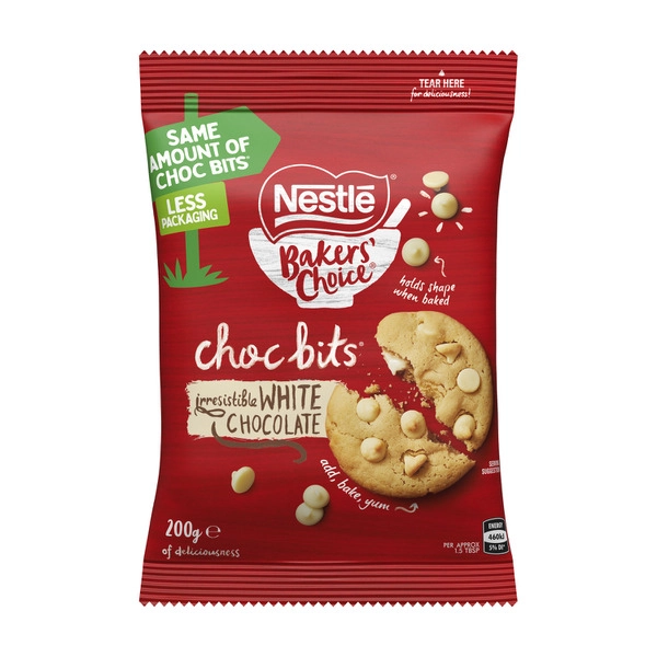 Nestle Bakers' Choice NESTLE BAKERS' CHOICE BAKING WHITE CHOCOLATE BITS 200G 