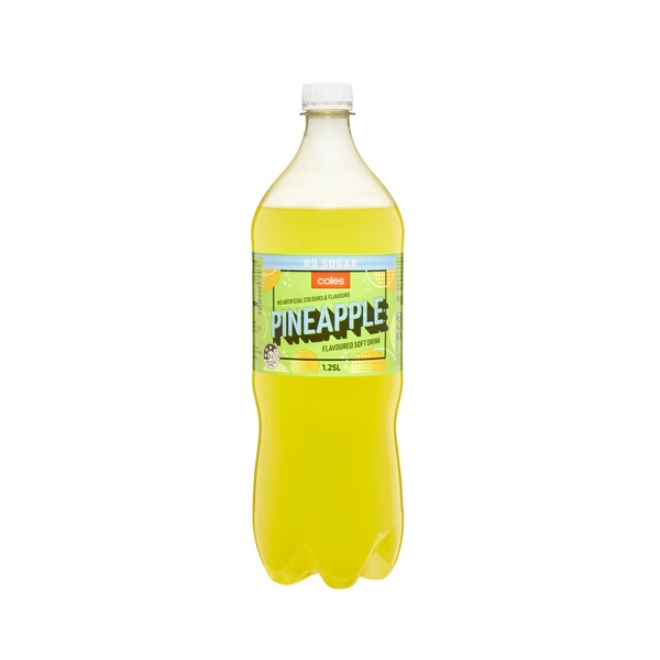 Coles No Sugar Soft Drink Pineapple 1.25L