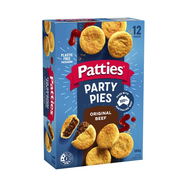 Patties Frozen Party Classic Beef Pies 12 pack 560g