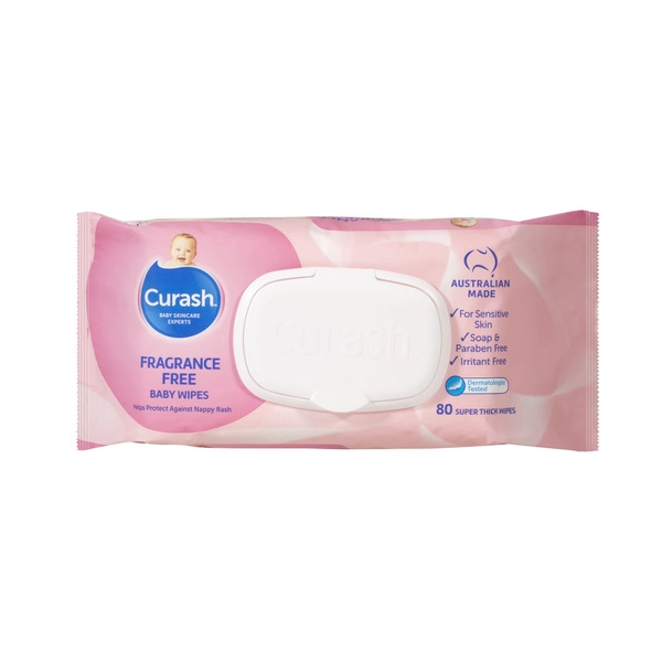 Curash Fragrance Free Senstive Skin Baby Wipes 80 pack