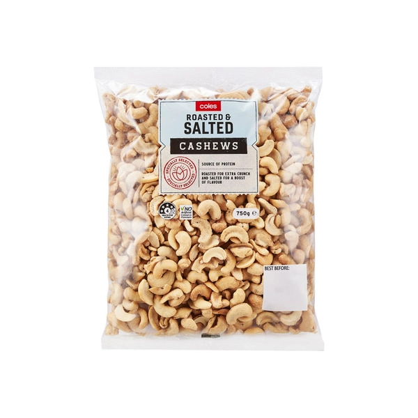 Coles Roasted And Salted Cashews 750g