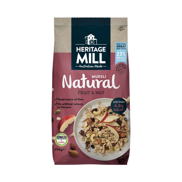 Heritage Mill Muesli. HERITAGE MILL MUESLI FRUIT & NUT 750G 