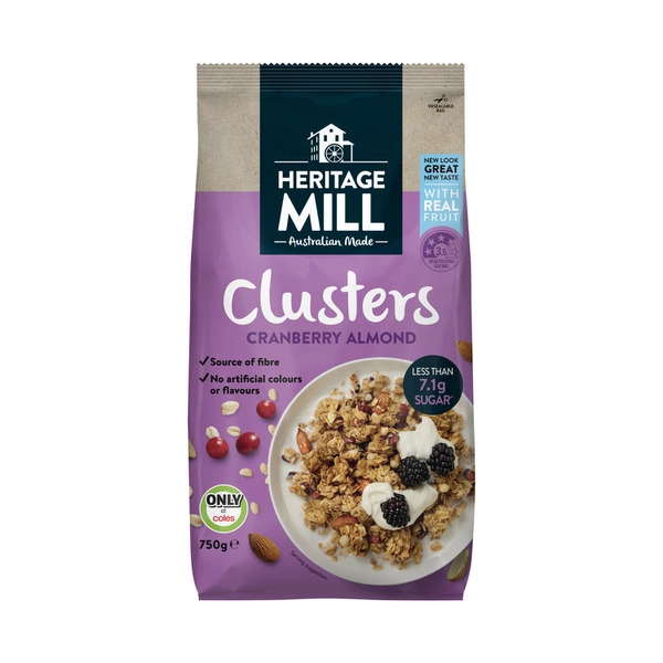 Heritage Mill Clusters HERITAGE MILL CLUSTERS CRANBERRY ALMOND COCONUT 750G 