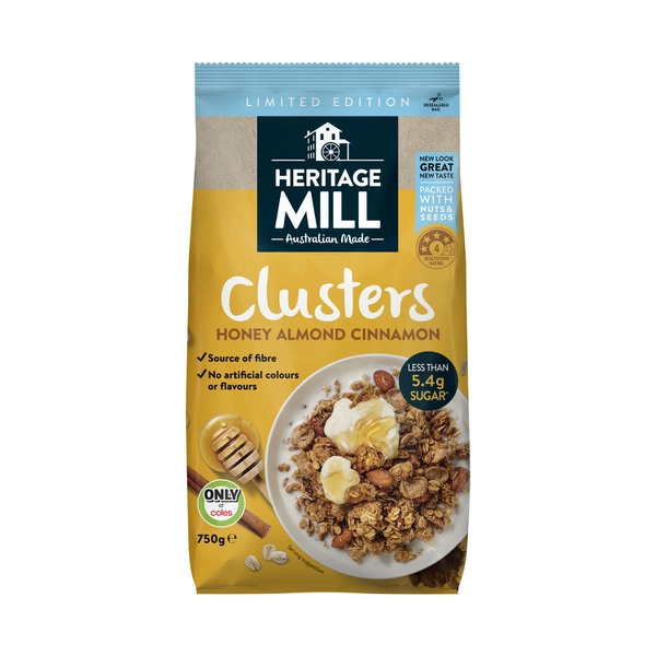 Heritage Mill Clusters. HERITAGE MILL CLUSTERS ALMOND & CINNAMON 750G - LTD EDITION 