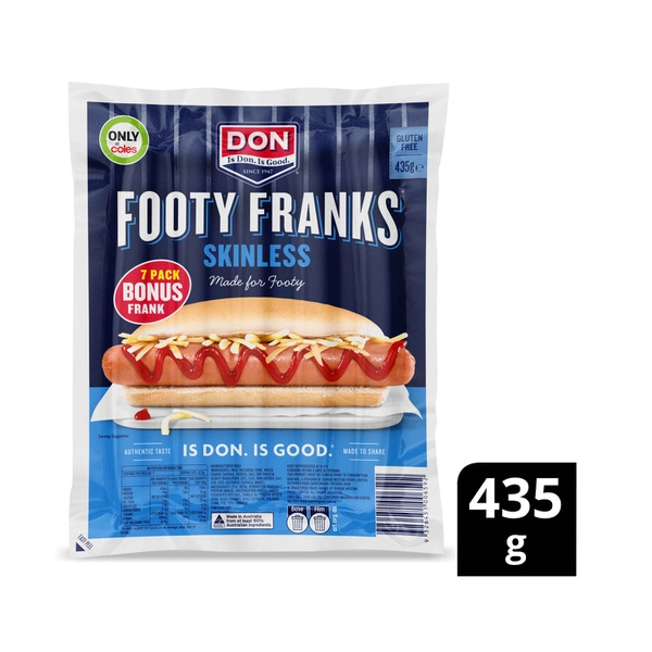 Don Footy Franks Skinless 435g