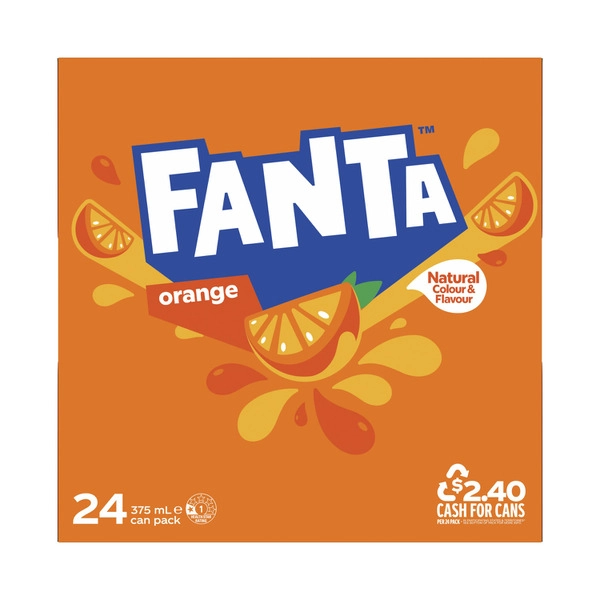 Fanta Orange Soft Drink Cans 24x375mL 24 Pack