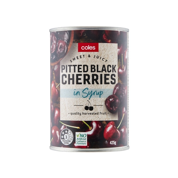 Coles Black Pitted Cherries In Syrup 425g