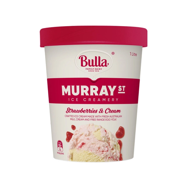 Bulla Murray Street Ice Cream Strawberries & Cream 1L