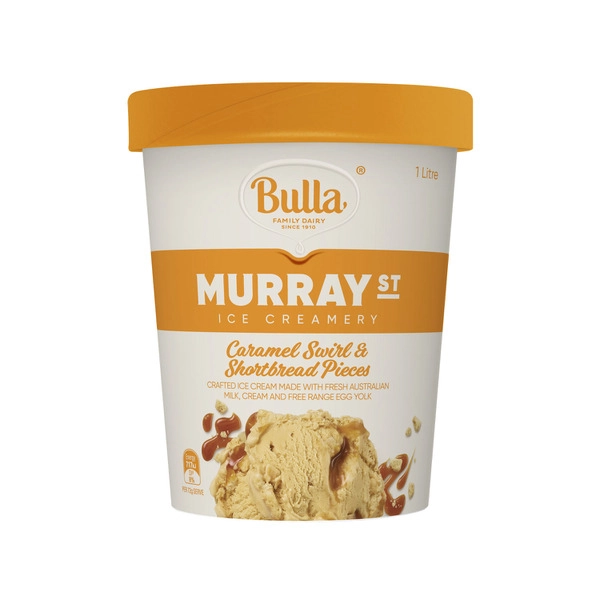 Bulla Murray Street Ice Cream Caramel Swirl & Shortbread 1L