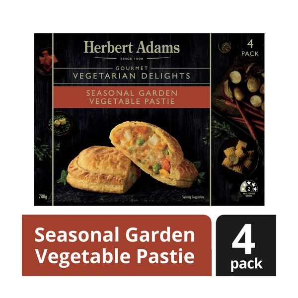 Herbert Adams Seasonal Garden Vegetable Pastie 4 pack 700g