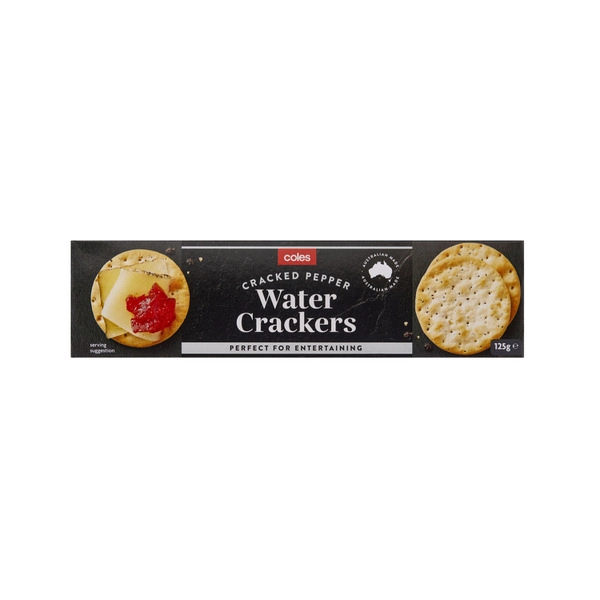 Coles Cracked Pepper Water Crackers 125g