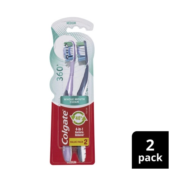 Colgate 360 Degree Value Pack Medium Toothbrush 2 pack