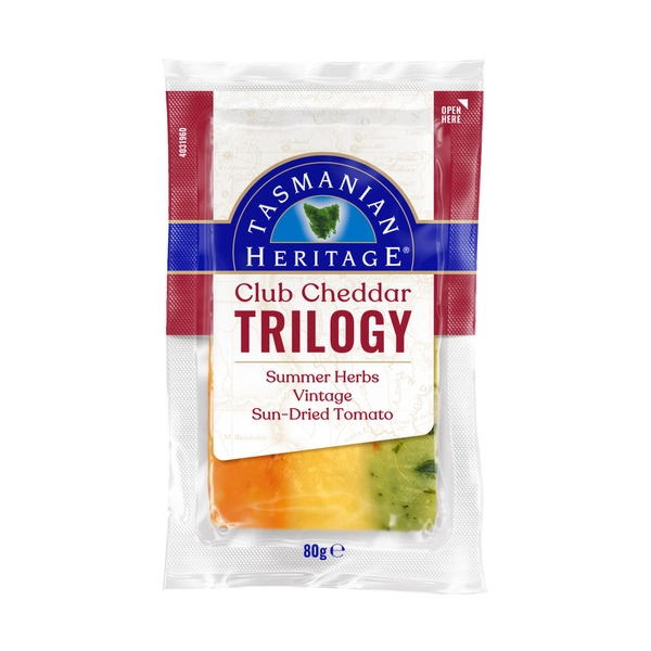 Tasmanian Heritage Summer TASMANIAN HERITAGE LITTLE ENTERTAINERS TRILOGY SUMMER HERBS VINTAGE CHEDDAR & SUNDRIED TOMATO 80G 