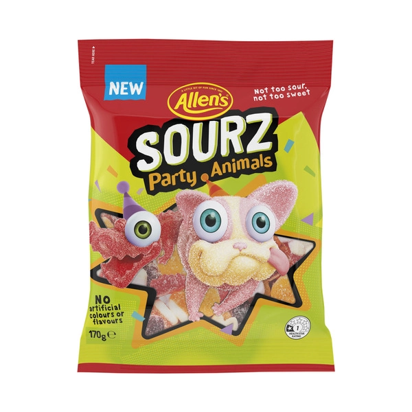 Allen's Lollies Sourz Party Animals 170G 170g