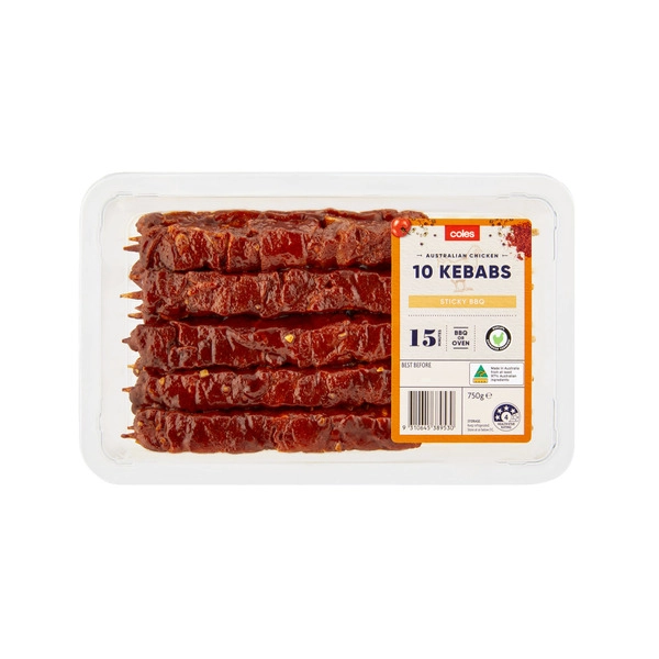 Coles RSPCA Approved Chicken Kebabs With Sticky BBQ Rub 750g