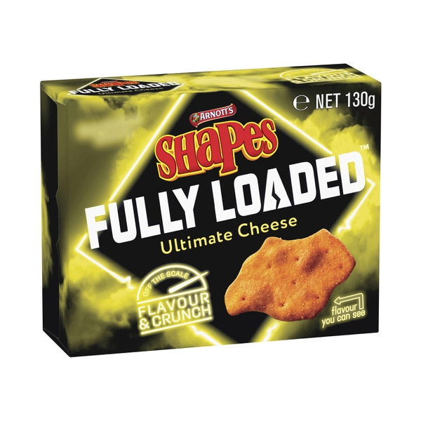 Arnott's Shapes Fully Loaded Cracker Biscuits Ultimate Cheese 130g