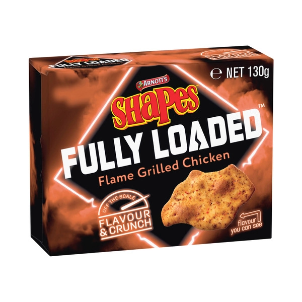 Arnotts Shapes Fully Load ARNOTTS SHAPES FULLY LOADED CRACKERS:FLAME GRILLED CHICKEN.:.:130 GRAM 