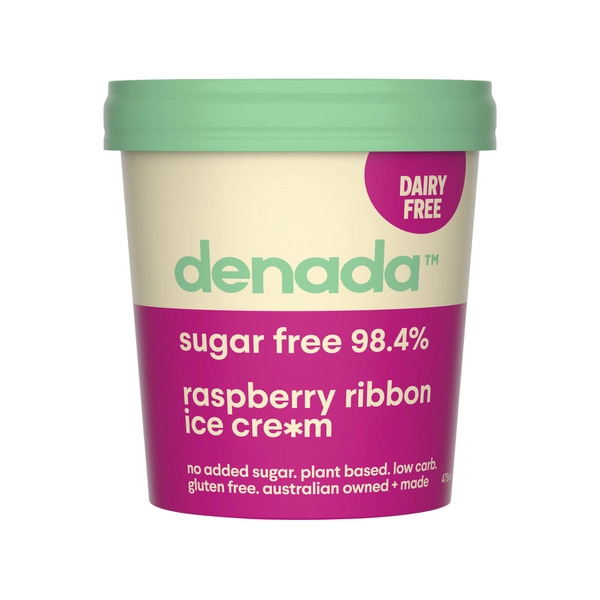 Denada Sugar Free Ice Cream Raspberry Ribbon Vegan 475mL