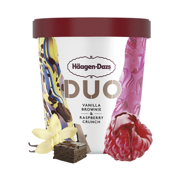 Haagen Dazs Duo Vanilla Brownie & Raspberry Ice Cream Tub 420mL