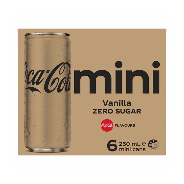 Coca Cola No Sugar COCA-COLA ZERO SUGAR VANILLA SOFT DRINK MULTIPACK MINI CANS 6X250ML 