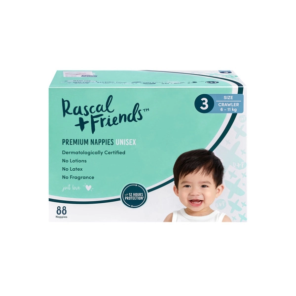 Rascals Premium Nappies Size 3  88 pack