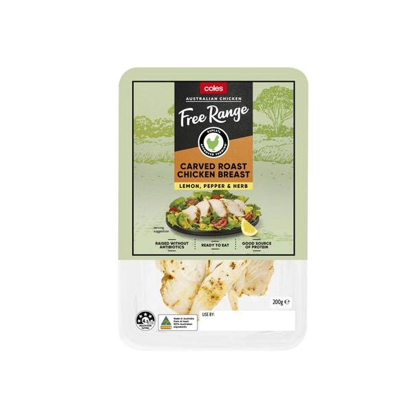 Coles Free Range Chicken Breast Carved Roast Lemon Pepper & Herb 200g