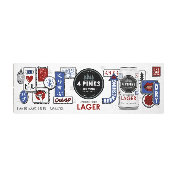 4 Pines Brewing Japanese Lager Can 375mL 18 Pack