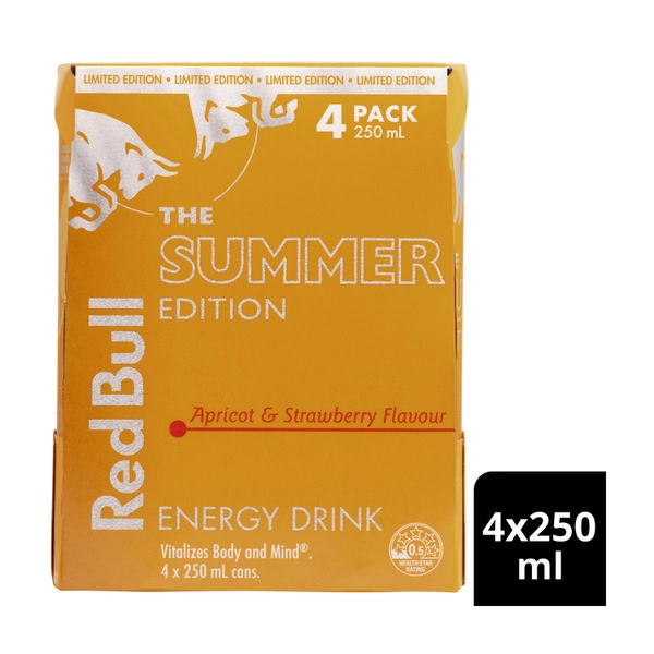 Red Bull Energy Drink Apricot Strawberry Drink 4x250ml 4 pack