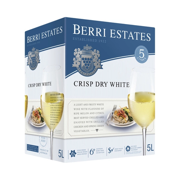 Berri Crisp Dry White Cask 5L 1 Each